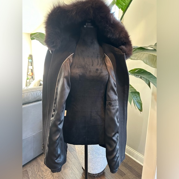 Forecaster BOSTON PLATINUM REAL FOX FUR 75% VIRGIN WOOL Mix Women Hood Coat 16 - Picture 10 of 14